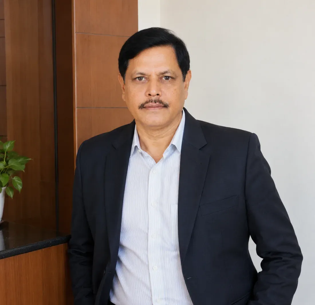 Portrait of Kalapu Seshagiri Rao, the owner of S.S Aqua Feeds & Needs
